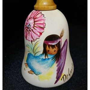 Ted DeGrazia Indian Angel Girl Pottery Bell Southwest Native Culture 70s Signed